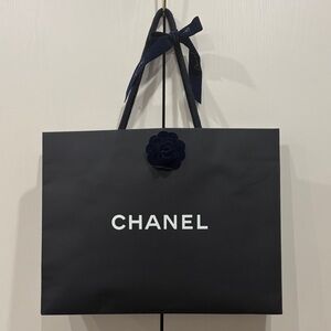Chanel Black With Camellia Shopping Bag